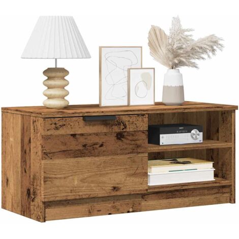 Meubles TV 2 pcs-Banc TV-Meuble Télé vieux bois 80x35x36,5 cm bois d'ingénierie 795136 (1/5)
