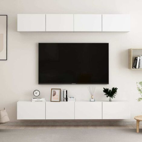 Meubles TV 4 pcs-Banc TV-Meuble Télé Blanc 100x30x30 cm Bois d'ingénierie 157850 (1/5)