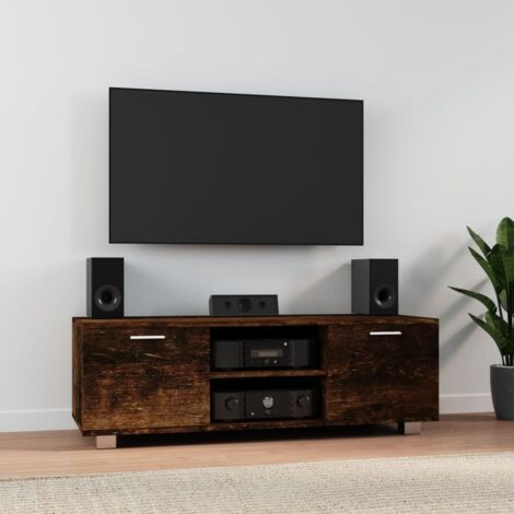 Meuble TV-Banc TV-Meuble Télé Chêne fumé 120x40,5x35 cm Bois d'ingénierie 633359 (1/5)