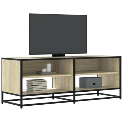 Meuble TV-Banc TV-Meuble Télé chêne sonoma 120,5x40x46cm bois d'ingénierie et métal 677034 (1/5)