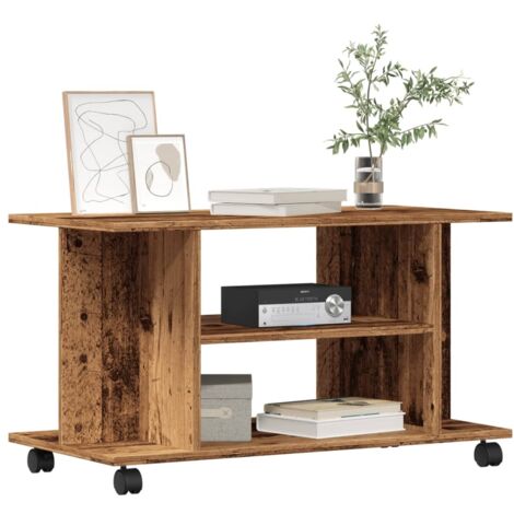 Meuble TV avec roulettes-Banc TV-Meuble Télé vieux bois 80x40x45 cm bois ingénierie 311684 (1/5)