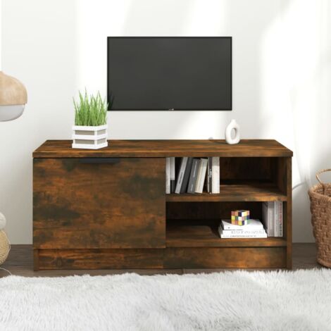 Meuble TV-Banc TV-Meuble Télé Chêne fumé 80x35x36,5 cm Bois d'ingénierie 988251 (1/5)