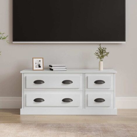 Meuble TV-Banc TV-Meuble Télé blanc brillant 100x35,5x45 cm bois d'ingénierie 785421 (1/5)
