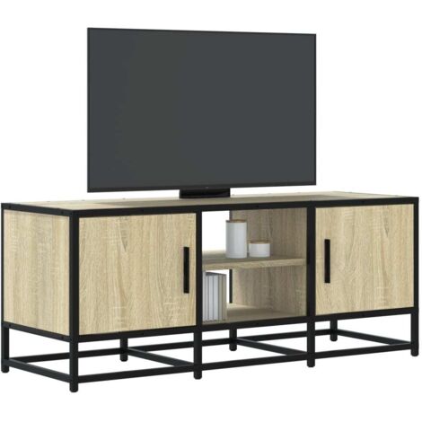 Meuble TV-Banc TV-Meuble Télé chêne sonoma 100x35x41 cm bois d'ingénierie et métal 462694 (1/5)