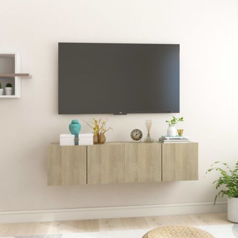 Meubles TV suspendus 2 pcs-Banc TV-Meuble Télé muraux Chêne sonoma 60x30x30 cm 562932 (1/5)