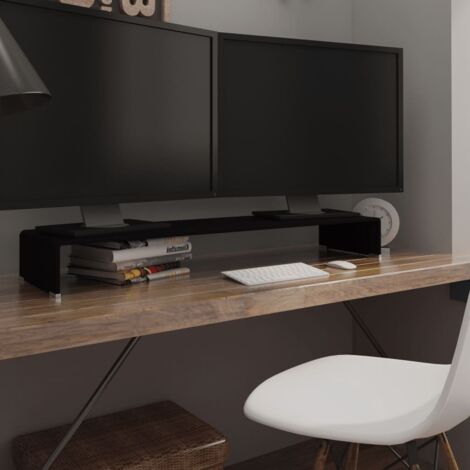 Meuble TV/support pour moniteur-Meuble Télé 110x30x13 cm verre noir 454336 (1/5)