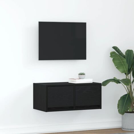 Meuble TV-Banc TV-Meuble Télé chêne noir 60x31x25,5 cm bois d'ingénierie 202350 (1/5)