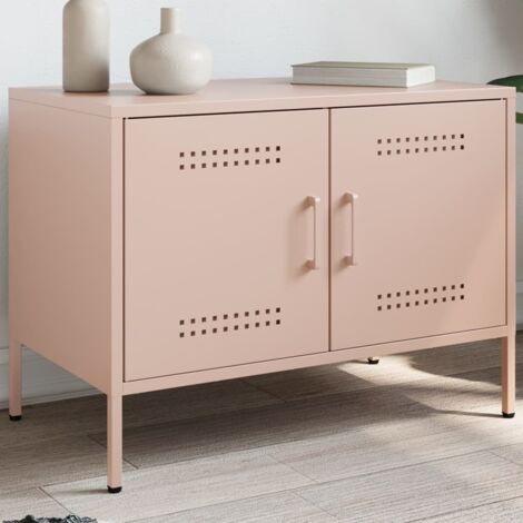 Meuble TV-Banc TV-Meuble Télé rose 68x39x50,5 cm acier 171096 (1/5)