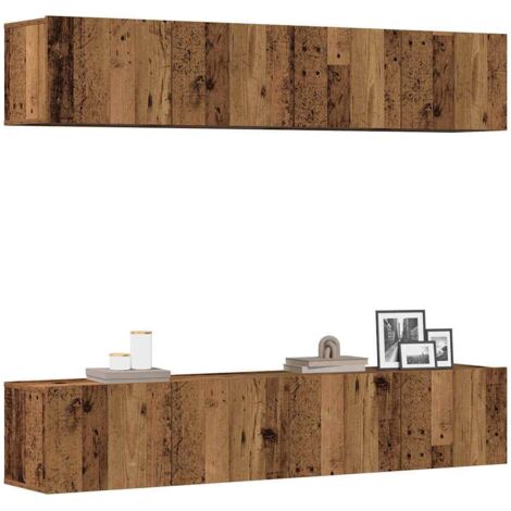 Meubles TV muraux 4 pc-Banc TV-Meuble Télés vieux bois bois d'ingénierie 962137 (1/5)