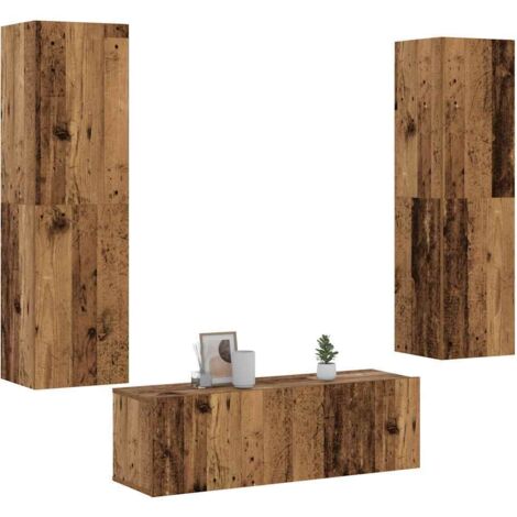 Meubles TV muraux 3 pc-Banc TV-Meuble Télés vieux bois bois d'ingénierie 525245 (1/5)