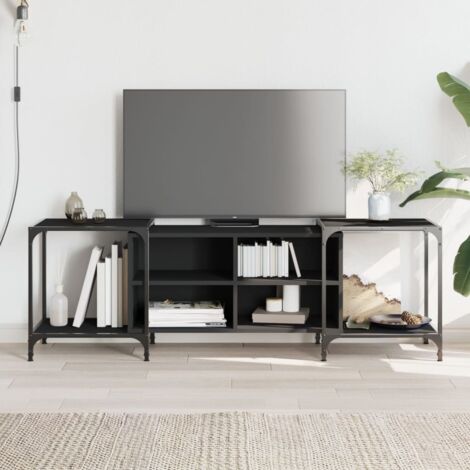 Meuble TV-Banc TV-Meuble Télé noir 153x37x50 cm bois d'ingénierie 698718 (1/5)