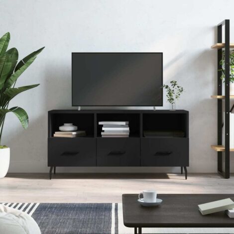 Meuble TV-Banc TV-Meuble Télé noir 102x36x50 cm bois d'ingénierie 625857 (1/5)