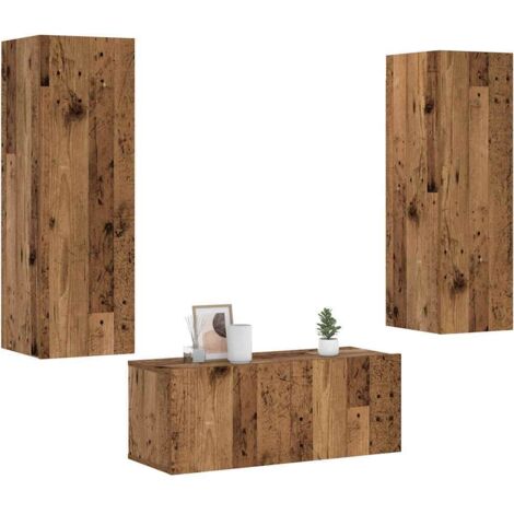Meubles TV muraux 3 pc-Banc TV-Meuble Télés vieux bois bois d'ingénierie 777168 (1/5)