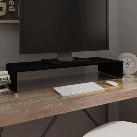 Meuble TV/support pour moniteur-Meuble Télé 80x30x13 cm verre noir 216613 (1/5)