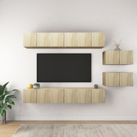Meubles TV 8 pcs-Banc TV-Meuble Télé Chêne sonoma Bois d'ingénierie 883454 (1/5)