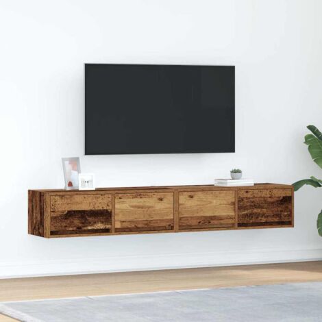 Meubles TV 2 pcs-Banc TV-Meuble Télé vieux bois 80x31x25,5 cm bois d'ingénierie 323705 (1/5)