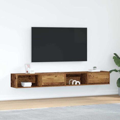 Meubles TV 2 pcs-Banc TV-Meuble Télé vieux bois 100x31x25,5 cm bois d'ingénierie 538601 (1/5)