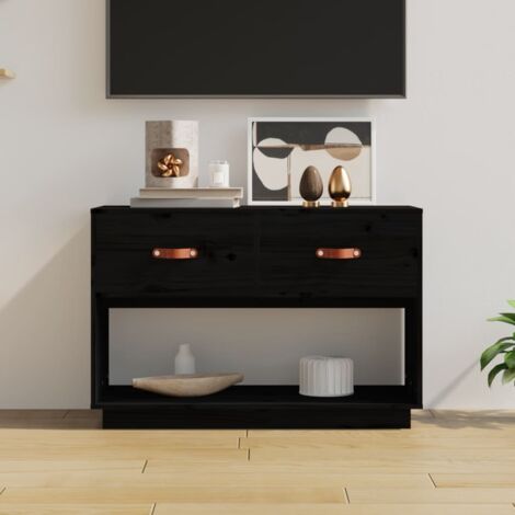 Meuble TV-Banc TV-Meuble Télé Noir 90x40x60 cm Bois de pin massif 137243 (1/5)