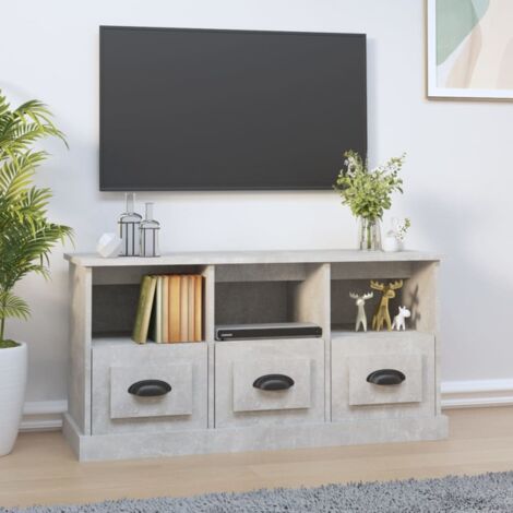 Meuble TV-Banc TV-Meuble Télé gris béton 100x35x50 cm bois d'ingénierie 966608 (1/5)