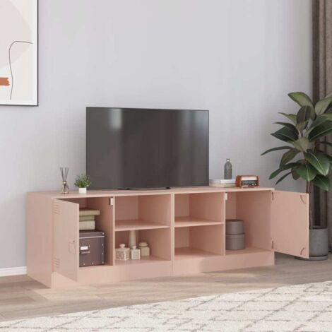 Meubles TV 2 pcs-Banc TV-Meuble Télé rose 67x39x44 cm acier 298383 (1/5)