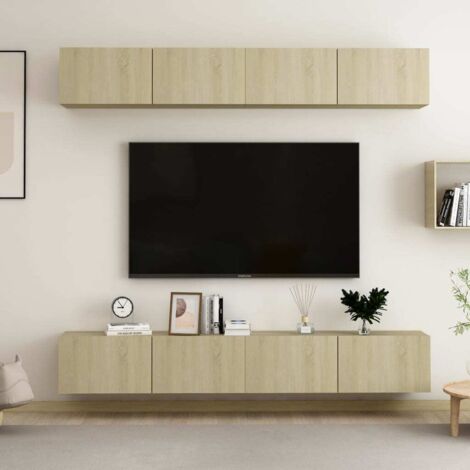 Meubles TV 4 pcs-Banc TV-Meuble Télé Chêne sonoma 100x30x30 cm Bois d'ingénierie 252781 (1/5)