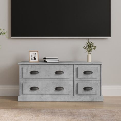Meuble TV-Banc TV-Meuble Télé gris béton 100x35,5x45 cm bois d'ingénierie 114642 (1/5)