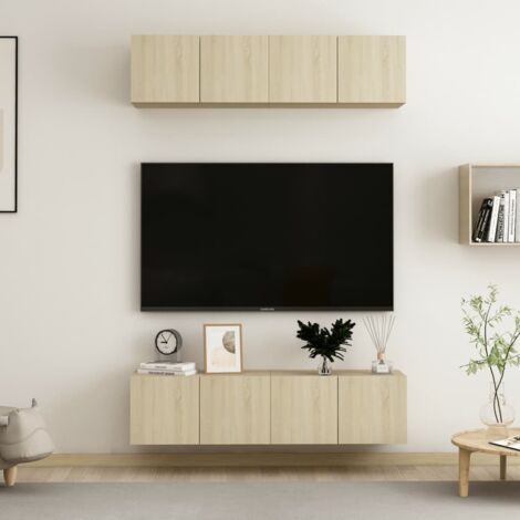 Meubles TV 4 pcs-Banc TV-Meuble Télé Chêne sonoma 60x30x30 cm Bois d'ingénierie 568421 (1/5)