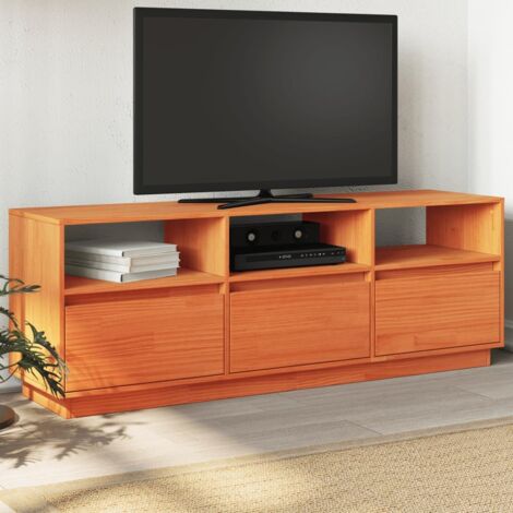 Meuble TV-Banc TV-Meuble Télé cire marron 140x37x50 cm bois pin massif 263967 (1/5)