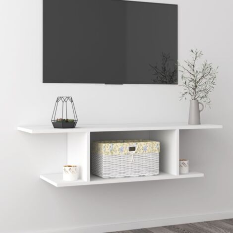 Meuble TV mural-Banc TV-Meuble Télé Blanc 103x30x26,5 cm 777410 (1/5)