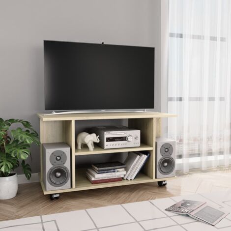 Meuble TV et roulettes chêne-Banc TV sonoma 80x40x45 cm bois ingénierie 364495 (1/5)