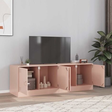 Meubles TV 2 pcs-Banc TV-Meuble Télé rose 67x39x44 cm acier 222951 (1/5)
