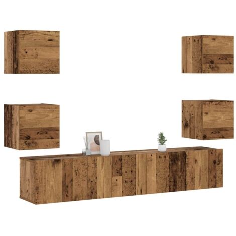 Meubles TV muraux 6 pcs-Banc TV-Meuble Télé vieux bois bois d'ingénierie 789884 (1/5)