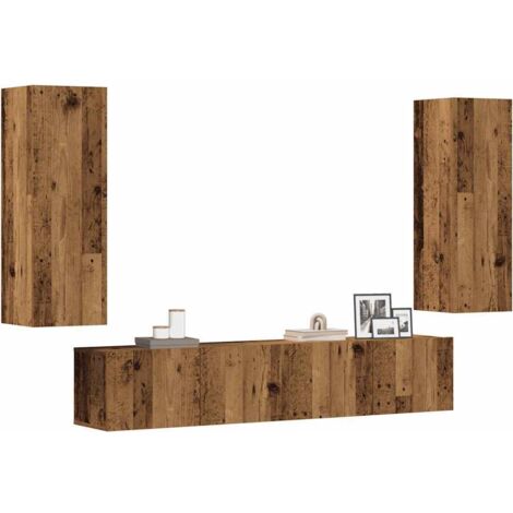 Meubles TV muraux 4 pc-Banc TV-Meuble Télés vieux bois bois d'ingénierie 653216 (1/5)