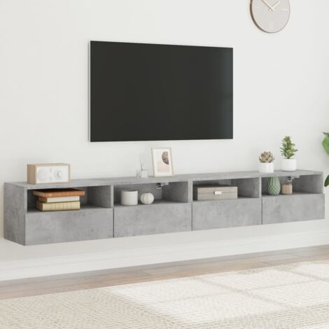 Meubles TV muraux 2 pc-Banc TV-Meuble Télés gris béton 100x30x30cm bois d'ingénierie 791368 (1/5)