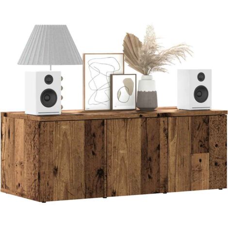 Meuble TV-Banc TV-Meuble Télé vieux bois 80x34x30 cm bois d'ingénierie 695556 (1/5)