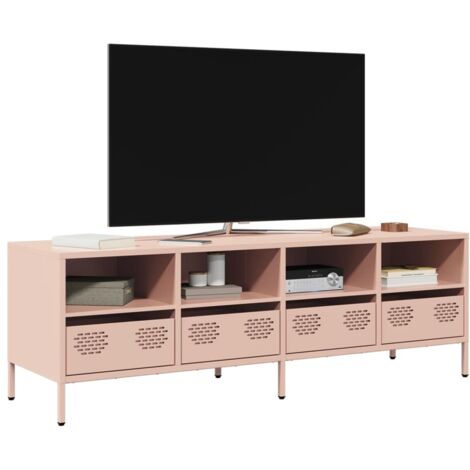 Meuble TV-Banc TV-Meuble Télé rose 135x39x43,5 cm acier laminé à froid 326884 (1/5)