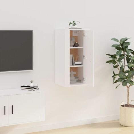Meuble TV mural-Banc TV-Meuble Télé Blanc 40x34,5x80 cm 402393 (1/5)