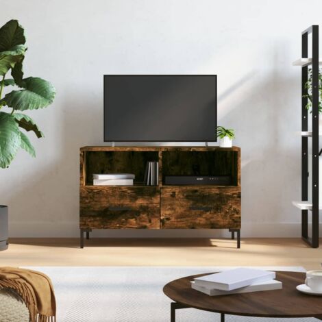 Meuble TV-Banc TV-Meuble Télé Chêne fumé 80x36x50 cm Bois d'ingénierie 112985 (1/5)