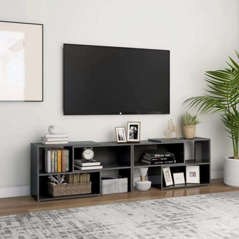 Meuble TV-Banc TV-Meuble Télé Gris brillant 149x30x52 cm Bois d'ingénierie 515742 (1/5)