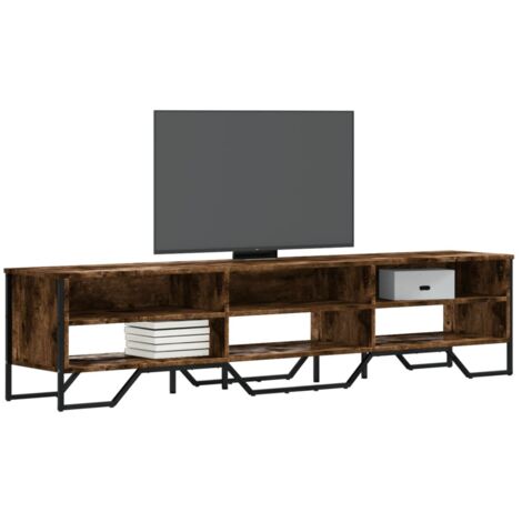 Meuble TV-Banc TV-Meuble Télé chêne fumé 180x34x41 cm bois d'ingénierie 910108 (1/5)