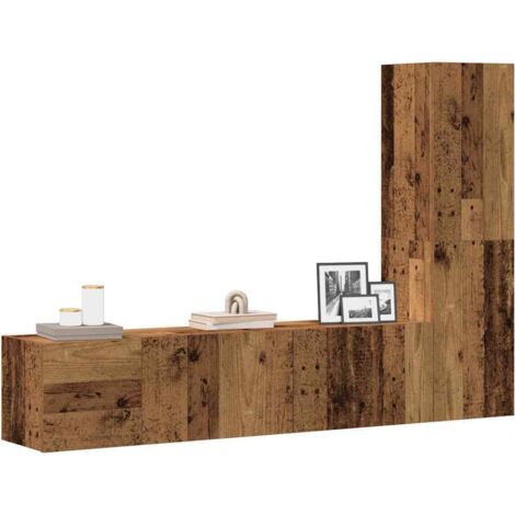 Meubles TV muraux 3 pc-Banc TV-Meuble Télés vieux bois bois d'ingénierie 113259 (1/5)