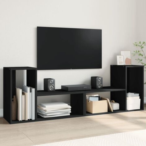 Meubles TV 2 pcs-Banc TV-Meuble Télé noir 75x30x50 cm bois d'ingénierie 508541 (1/5)