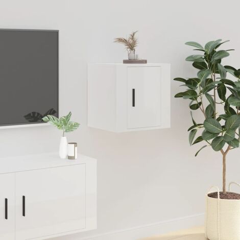 Meuble TV mural-Banc TV-Meuble Télé Blanc brillant 40x34,5x40 cm 860879 (1/5)