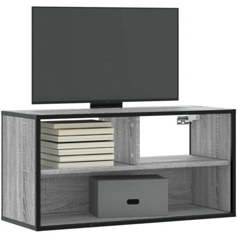 Meuble TV-Banc TV-Meuble Télé sonoma gris 80x31x39,5 cm bois d'ingénierie et métal 733555 (1/5)