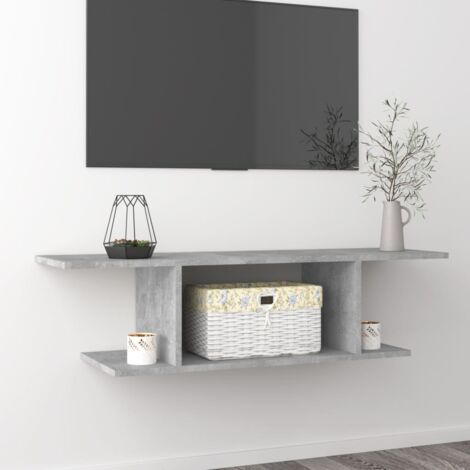 Meuble TV mural-Banc TV-Meuble Télé Gris béton 103x30x26,5 cm 884488 (1/5)