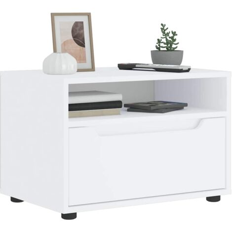 Meuble TV-Banc TV-Meuble Télé VISNES blanc 60x40x38 cm bois d'ingénierie 366533 (1/5)