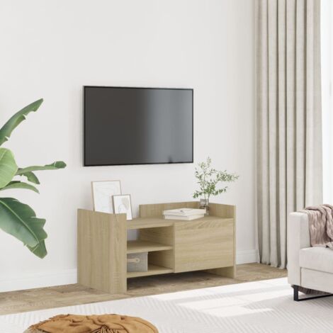 Meuble TV-Banc TV-Meuble Télé chêne sonoma 80x35x40 cm bois d'ingénierie 763872 (1/5)