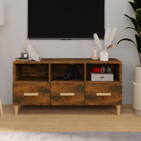 Meuble TV-Banc TV-Meuble Télé Chêne fumé 102x36x50 cm Bois d'ingénierie 220720 (1/5)