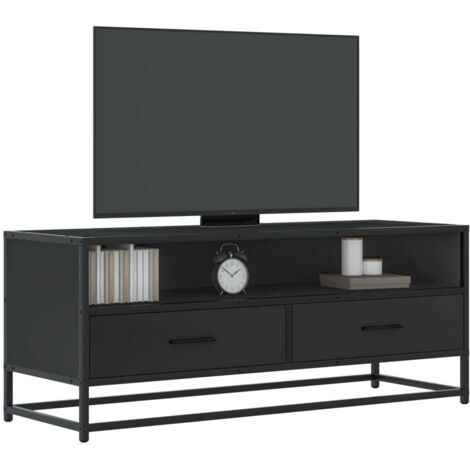 Meuble TV-Banc TV-Meuble Télé noir 100x34,5x40 cm bois d'ingénierie et métal 688050 (1/5)