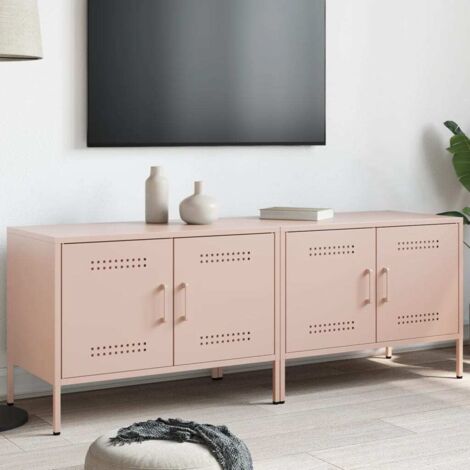 Meubles TV 2 pcs-Banc TV-Meuble Télé rose 68x39x50,5 cm acier 157030 (1/5)